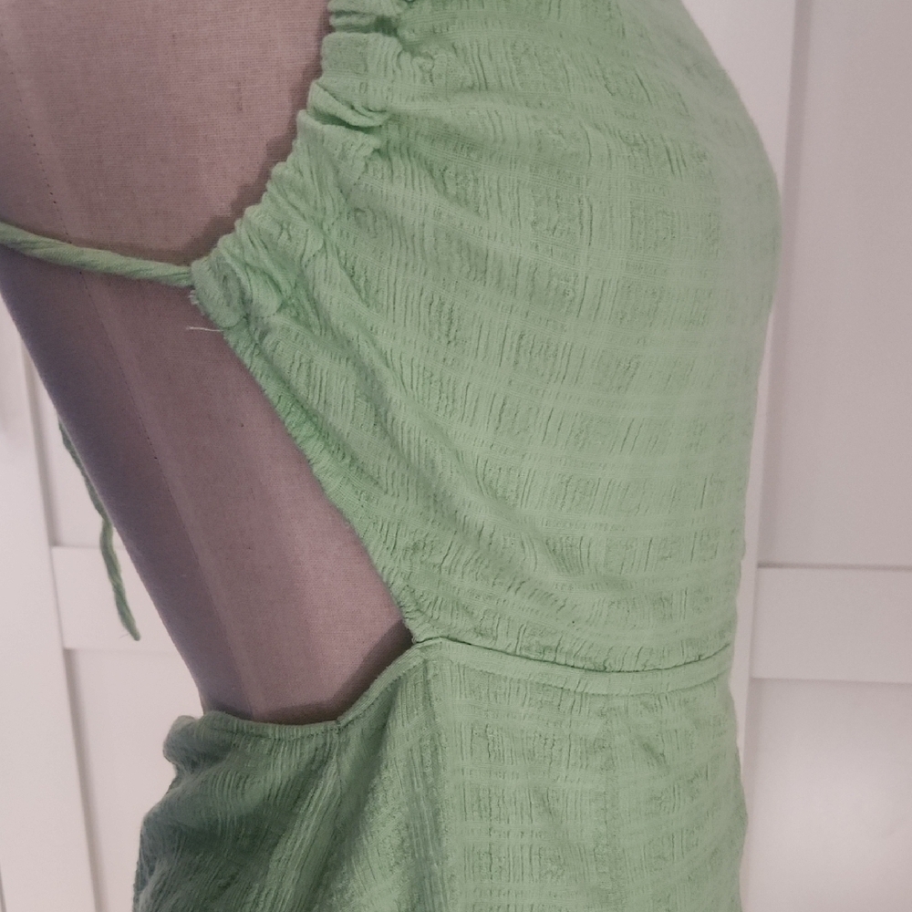 Free People Lime Green Open Back Mini Dress Size Medium - Picture 6 of 6